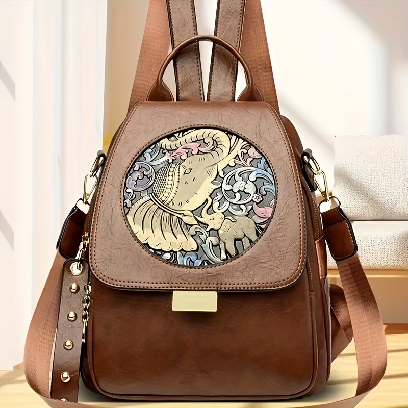 Boho-Rucksack für Damen mit kunstvoller Prägung – Vintage Ethno-Stil – Bild 8