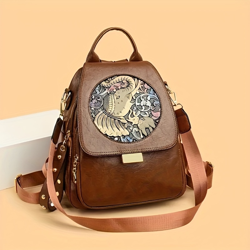 Boho-Rucksack für Damen mit kunstvoller Prägung – Vintage Ethno-Stil