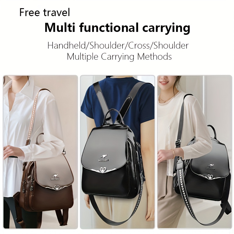 Eleganter 2-in-1 Damen-Rucksack mit modischem Ziergurt – Bild 12