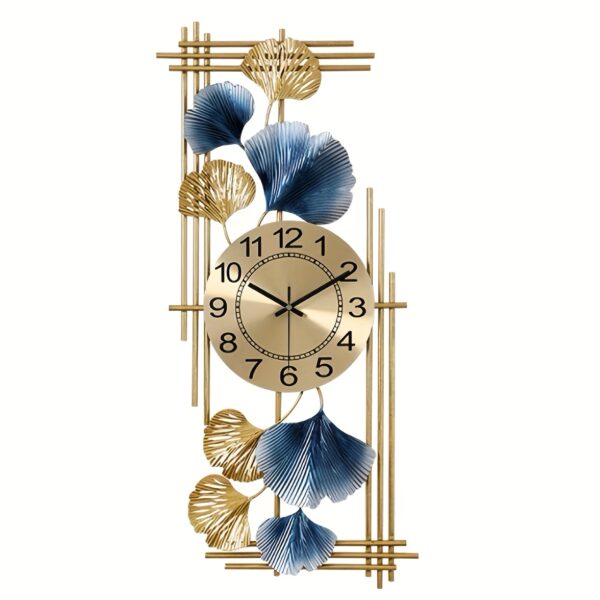 Lautlose Wanduhr Blau Gold im nautischen Stil – Bild 7