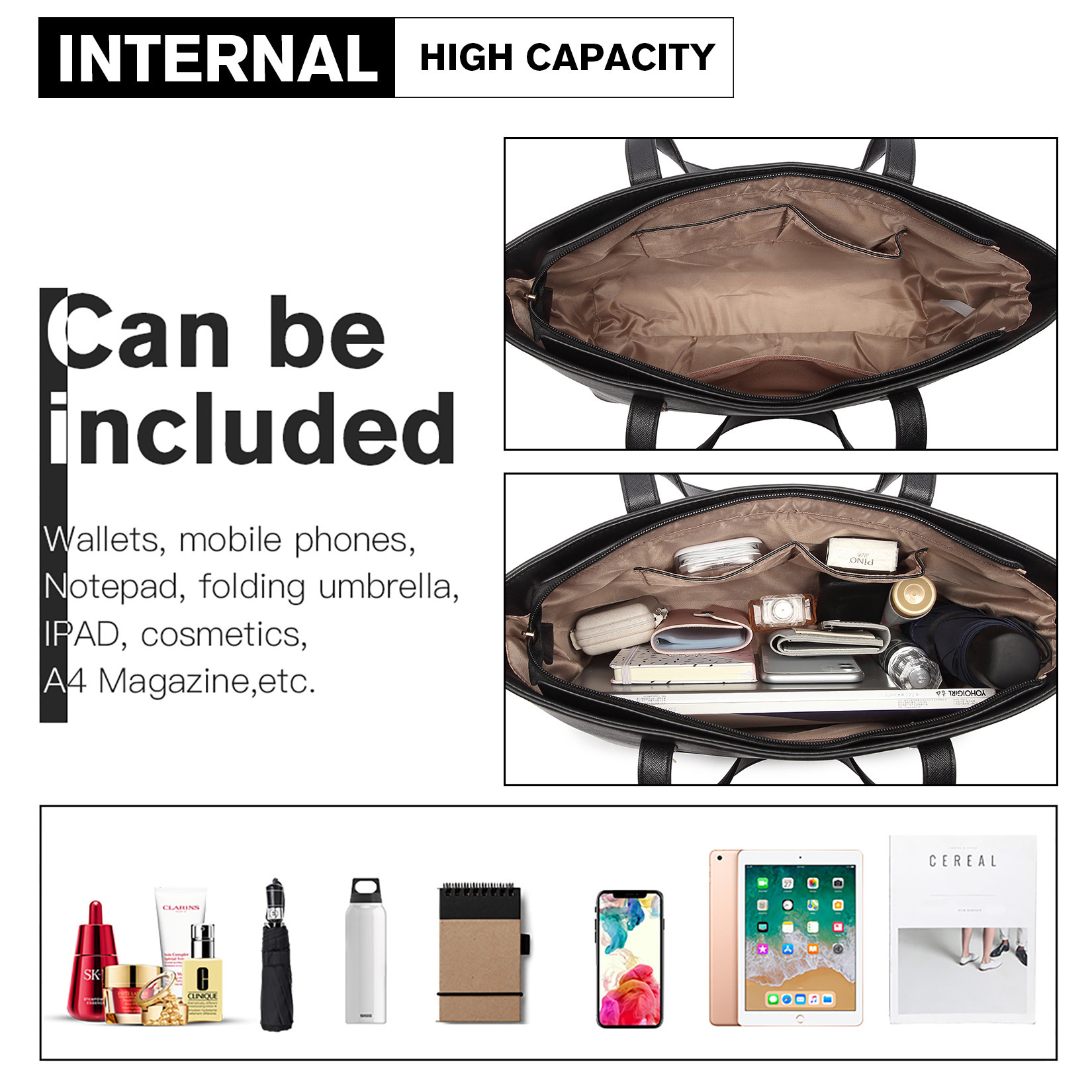 Elegantes 3-teiliges Handtaschen-Set – Shopper - Umhängetasche und Clutch – Bild 11