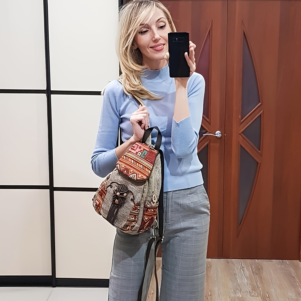 Boho-Rucksack für Damen aus Canvas – Vintage-Design mit Ethno-Muster – Bild 7