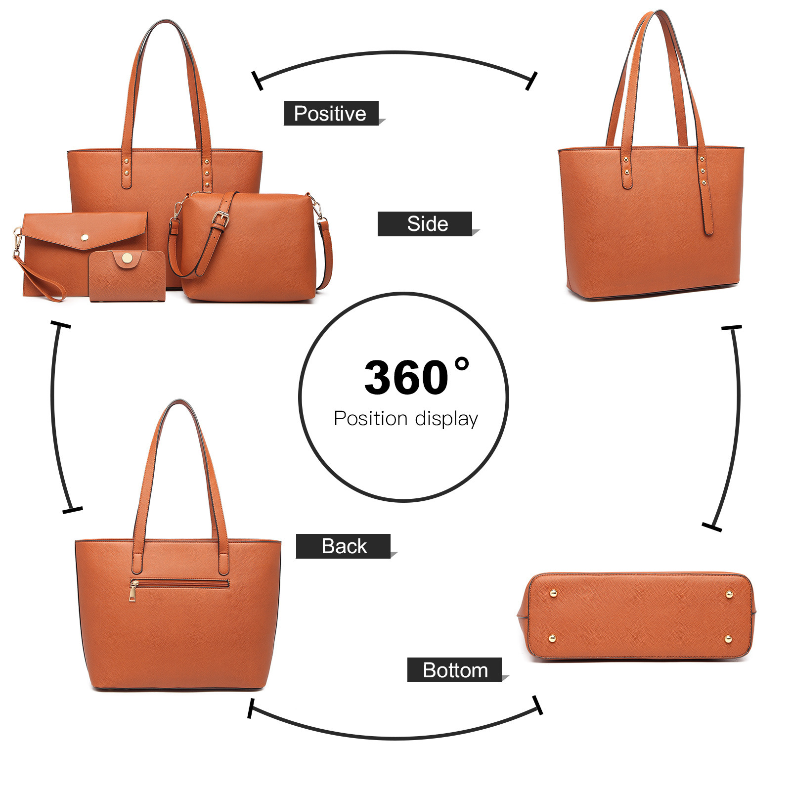 Elegantes 3-teiliges Handtaschen-Set – Shopper - Umhängetasche und Clutch – Bild 26