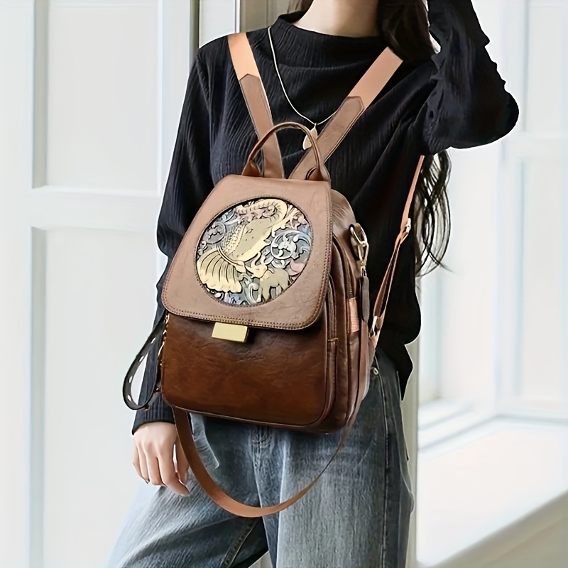 Boho-Rucksack für Damen mit kunstvoller Prägung – Vintage Ethno-Stil – Bild 9
