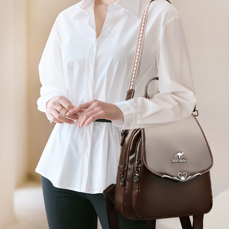 Eleganter 2-in-1 Damen-Rucksack mit modischem Ziergurt – Bild 14