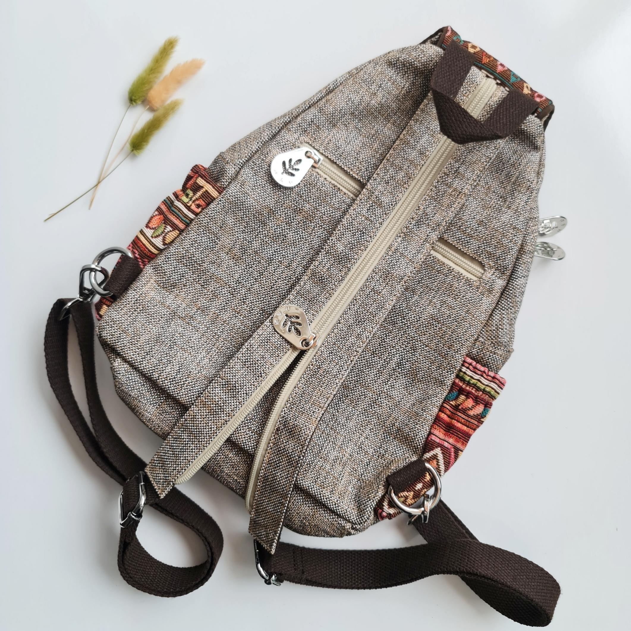 Boho-Rucksack für Damen aus Canvas – Vintage-Design mit Ethno-Muster – Bild 15