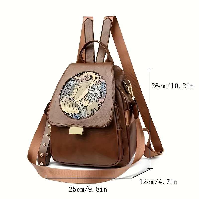 Boho-Rucksack für Damen mit kunstvoller Prägung – Vintage Ethno-Stil – Bild 3