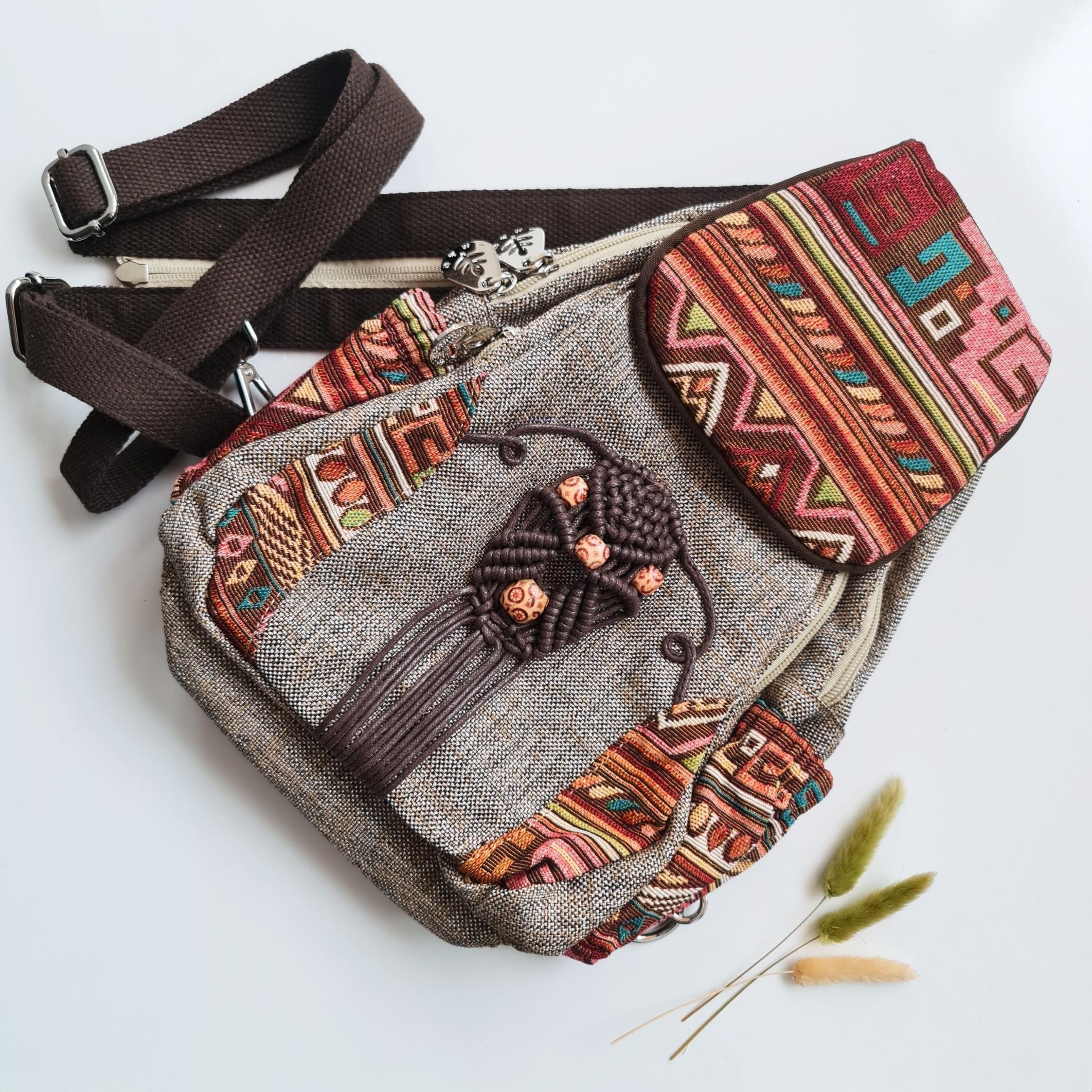 Boho-Rucksack für Damen aus Canvas – Vintage-Design mit Ethno-Muster – Bild 14