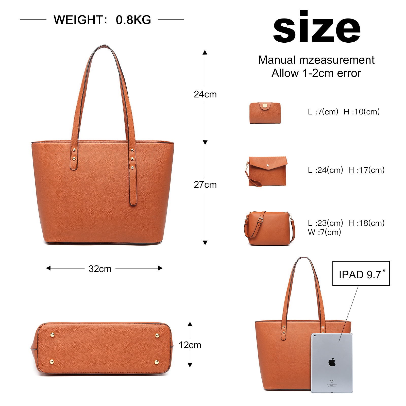 Elegantes 3-teiliges Handtaschen-Set – Shopper - Umhängetasche und Clutch – Bild 23